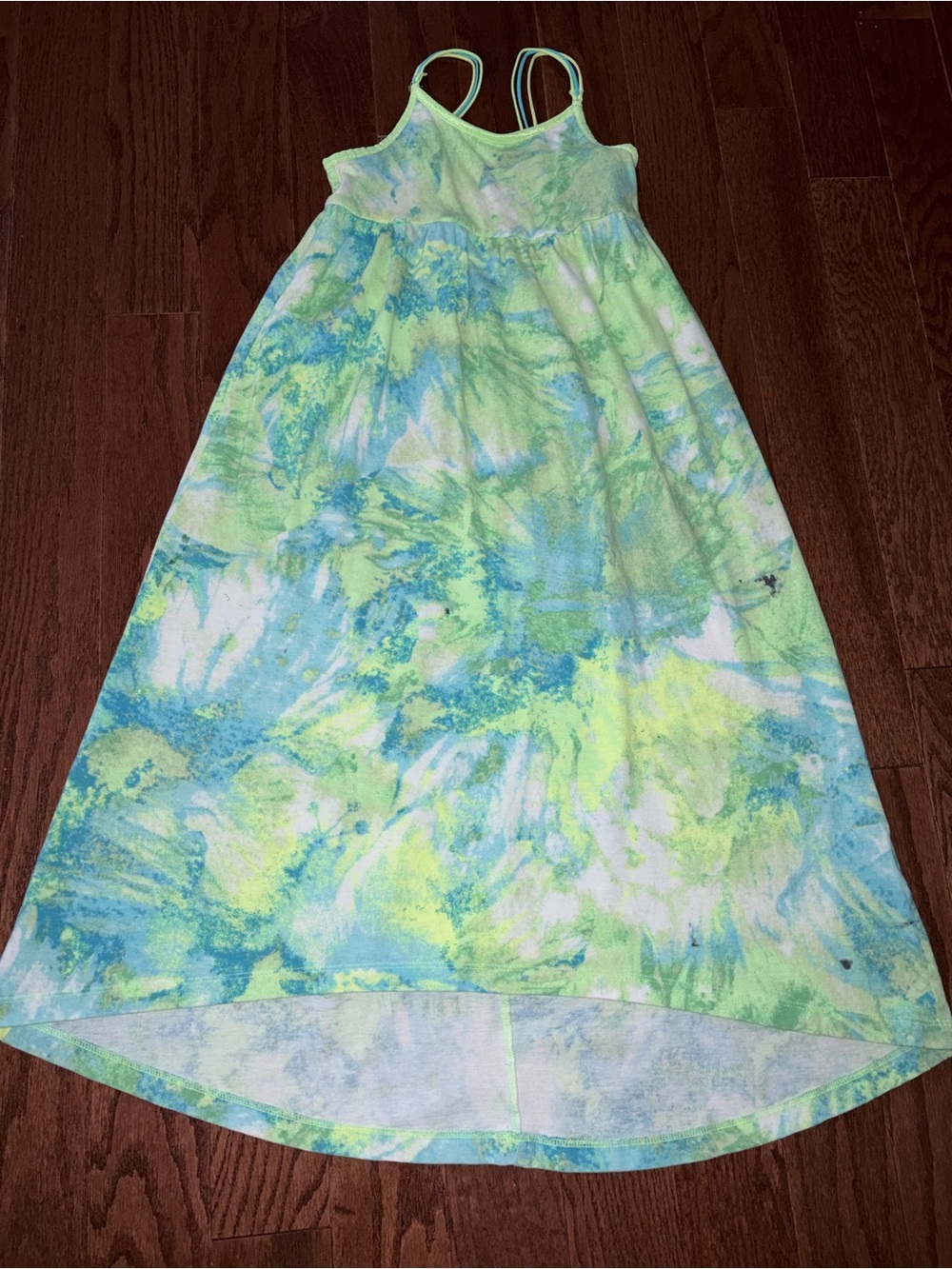 SO Girls' Tie-Dye Tank Maxi Dress - Green Blue Sz 7